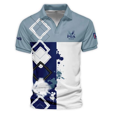 2024 PGA Championship Valhalla Ping Blue White Brush Line Vneck Polo ...