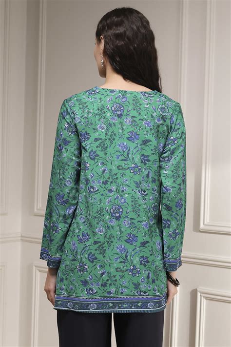 Buy Turquoise Printed Straight Short Kurta Online at Biba India