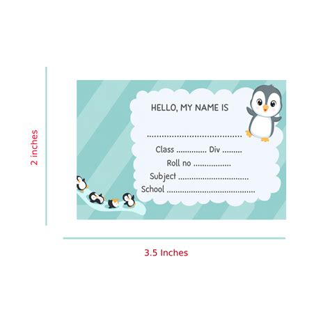 Smeeps Penguin School Label Sticker – 3.5 x 2 Inches Name Tag for Book ...