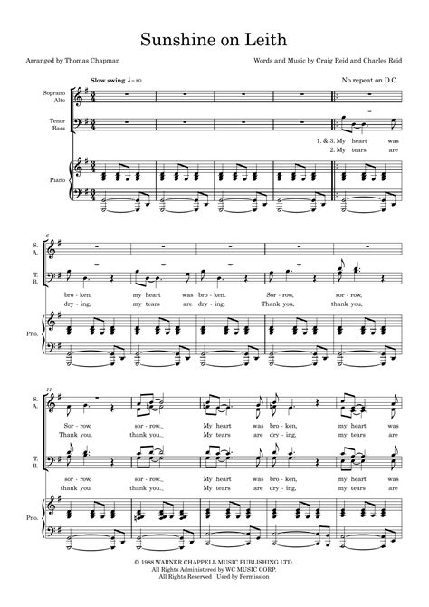 Sunshine On Leith (arr. Thomas Chapman) by The Proclaimers Sheet Music ...
