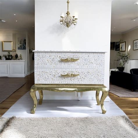 Royal MOP Inlay 2 Drawer Chest White – Luxury Handicrafts