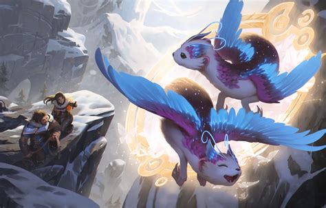 Wallpaper winter, girl, stones, rocks, fantasy, art, guy, illustration ...