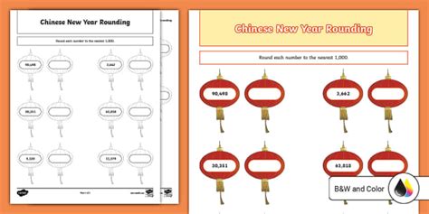 Fourth Grade Chinese New Year Math Rounding Worksheet