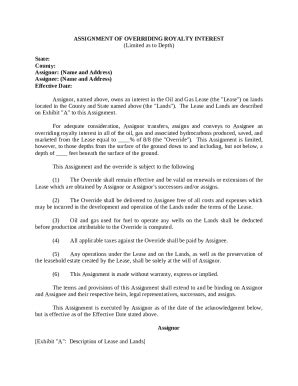 Assignment of Overriding Royalty Interest - Blank Fillable Template ...