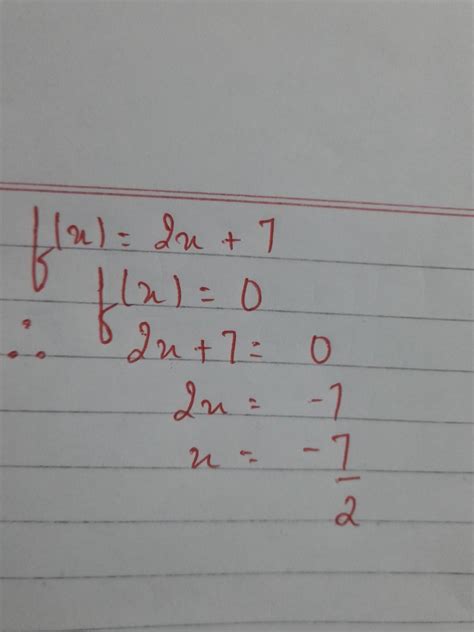 Q9. The zero of the polynomial f(x) = 2x+7 is a. 2.7 b. -2/7 c. 7/2 d ...