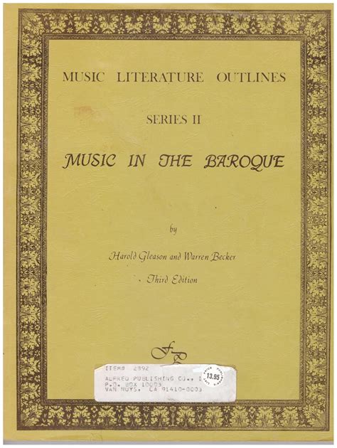Buy Music in the Baroque (Music Literature Outlines, Series 2) Book ...