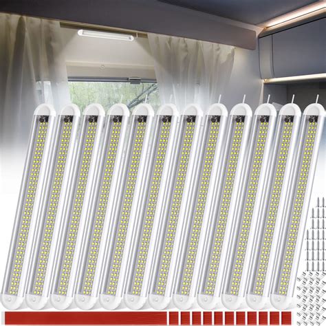 Riakrum 12 Pcs 12 Volt LED Light Strips 12V LED Interior Light Bar 120 ...