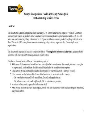 Fillable Online Sample Occupational Health and Safety Action plan Fax ...