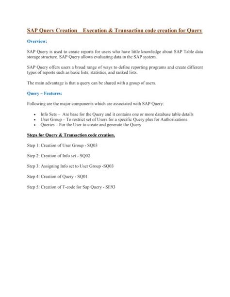 Image result for T Code to Create Query SAP