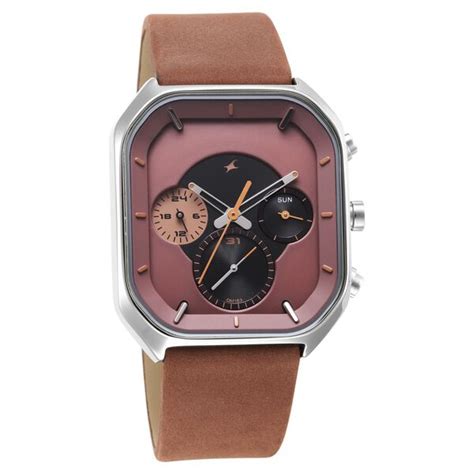 Buy Online Fastrack After Dark Quartz Analog with Day and Date Brown ...