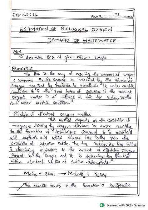 SOLUTION: Estimation of biological oxygen demand and chemical oxygen ...