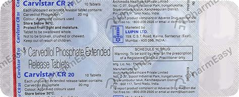Carvistar Cr 20 MG Tablet (10): Uses, Side Effects, Price & Dosage ...