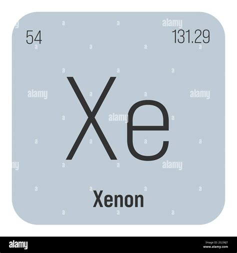 Xenon, Xe, periodic table element with name, symbol, atomic number and ...