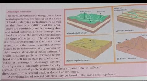 Describe all four types of drainage pattern with the help of diagram ...