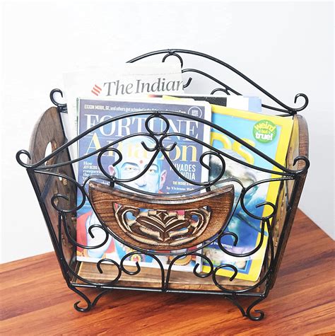 Wrought Iron Wall Mount Magazine Holder for Home | Newspaper, Book Hol ...