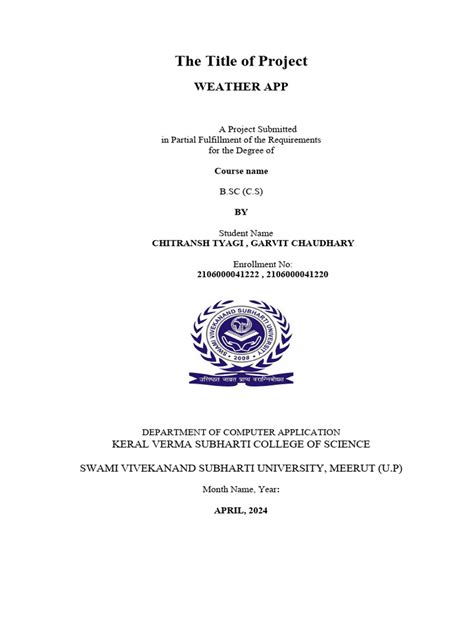 Image result for Project Report Format Example