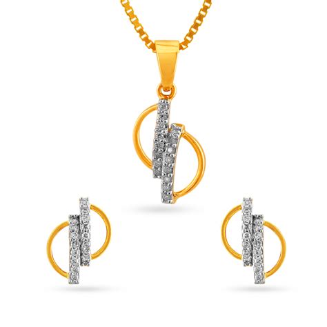 Sophisticated Half Circle Diamond Pendant and Earrings Set