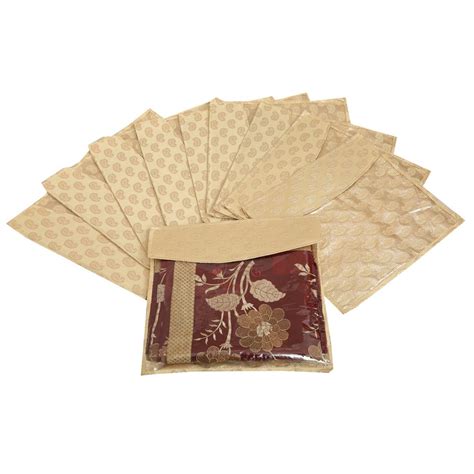 Kuber Industries 10 Piece Satin Saree Cover Set, Golden (PLU20 ...