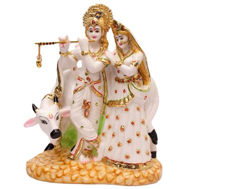 Buy ANI DIVINE Gold Plated Radha Krishna Murti Marble Dust with ...
