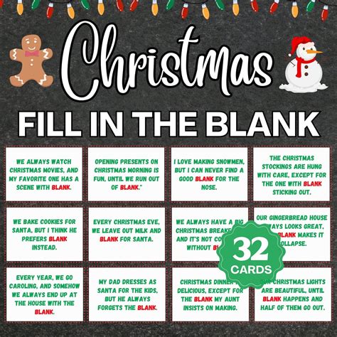 Christmas Trivia Fill in the Blank Christmas Game Printable Fill in the ...