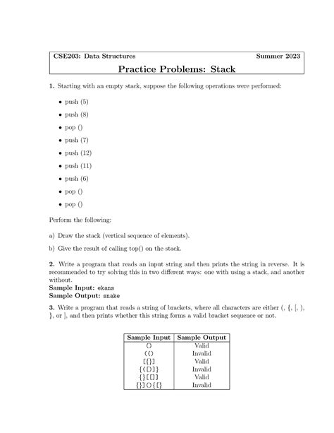 Image result for Computer Science Stack Practice Example Probelms