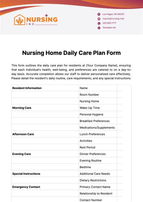 Free Nursing Home Care Plan Meeting Minute Template to Edit Online