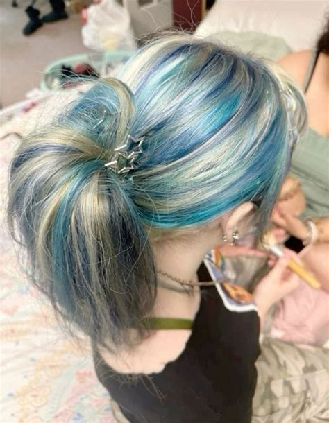 blue highlights | Hair highlights, Hair color streaks, Dyed hair