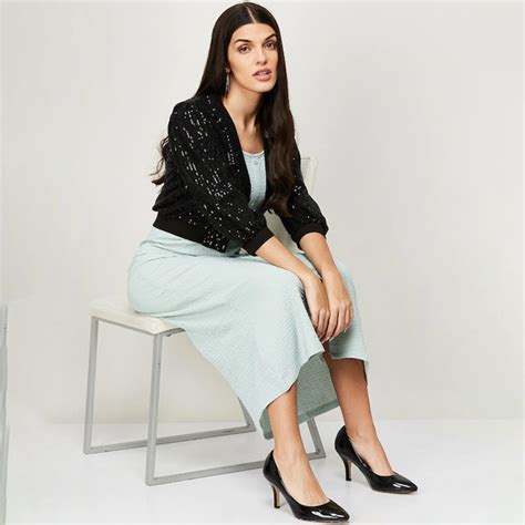 Women Black Party Embellished Crop Shrug