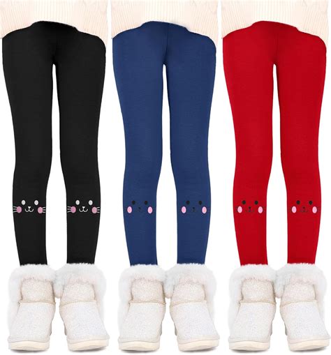Amazon.com: Resinta 3 Pack Girls Winter Fleece Lined Leggings Thick ...