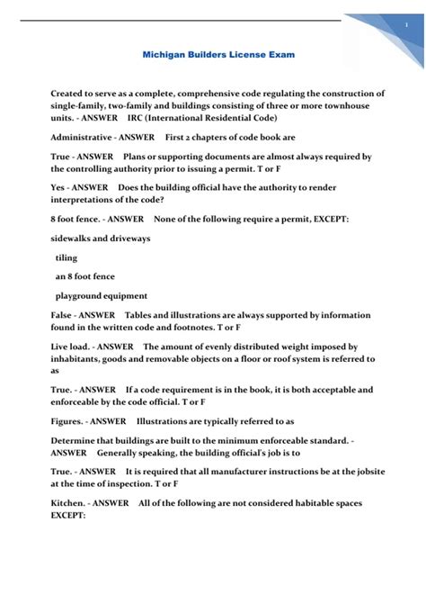 Michigan Builders License Exam QBank | 757 Questions And Answers ...