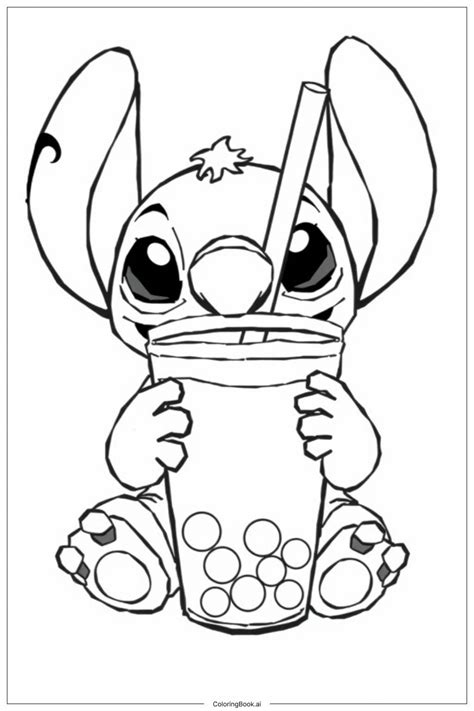 Stitch Boba Coloring Pages