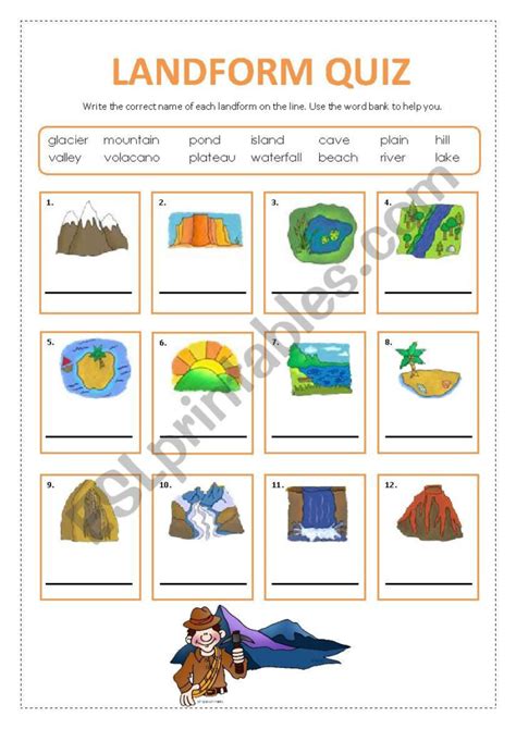 Landform Map Worksheet PDF 的图像结果