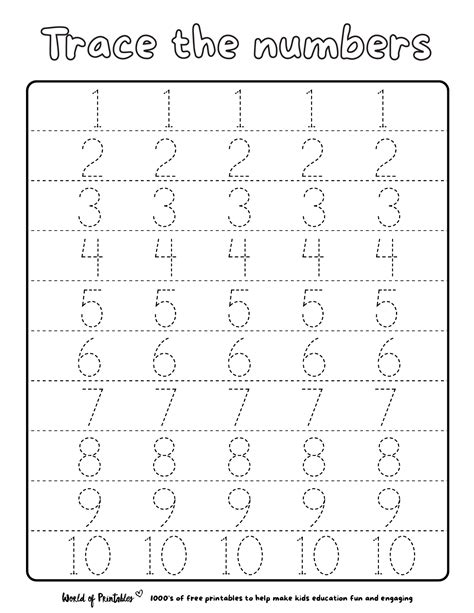 Worksheets Tracing Numbers