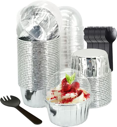 Amazon.com: 50 Pack Foil Cupcake Liners with Dome Lids,LNYZQUS 5oz ...
