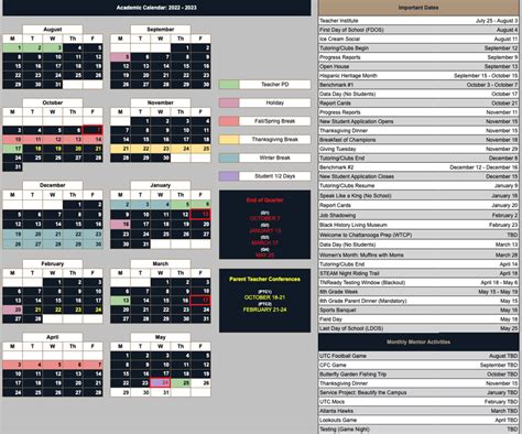 Master Calendar — Chattanooga Preparatory School