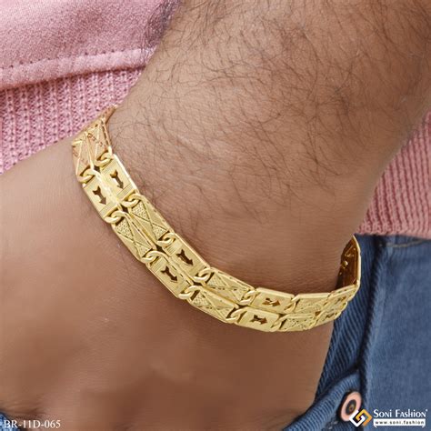 Arrow On 2 Line Gold Plated Nawabi Bracelet for Men - Style D065 – Soni ...
