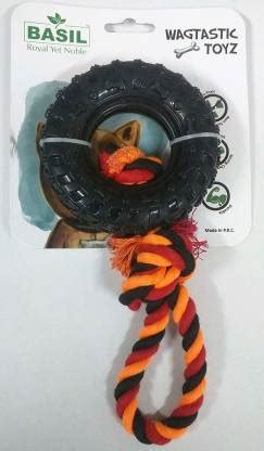 BASIL Pull Tyre Ring with Cotton Rope Rubber Chew Toy For Dog Price in ...