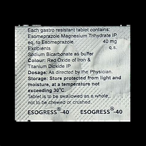 ESOGRESS 40 TABLET 15'S Price, Uses, Side Effects & Substitutes | Medkart