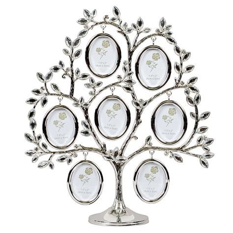 Roman Family Tree Jeweled Silver Finish Metal 11 x 3 Collage Photo ...