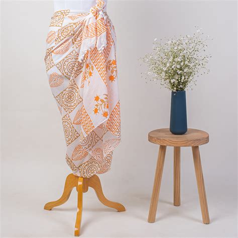 Buy Block Printed Cotton Womens Swimwear Sarong Online