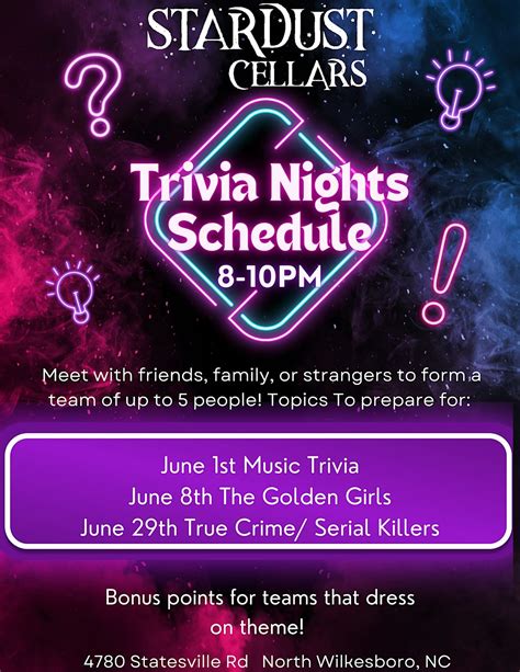 Trivia Night: True Crime/ Serial Killers, Stardust Cellars, North ...