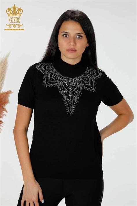 Vente en gros Pull en maille pour femmes Crystal Stone Brodé Stand Up ...