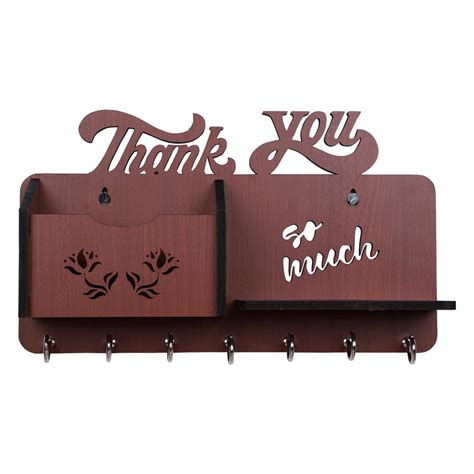 Sehaz Artworks Thank-You-BR-KeyHolder Wooden Key Holder (7 Hooks ...