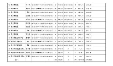 荆州市市直2023年第四批次公益性岗位补贴及社保补贴名单公示公告-就业-荆州市人社局-政府信息公开