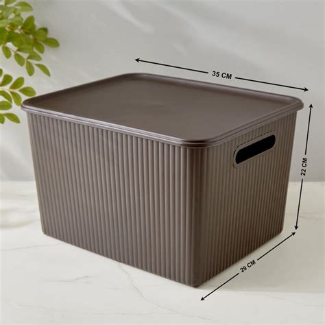 Buy Fiesta Saffiano Polypropylene Ribbed Storage Basket with Lid from ...