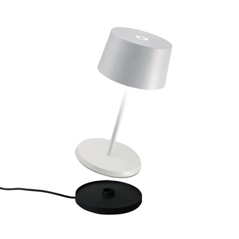Zafferano Olivia mini 3K rechargeable table lamp white | Lights.co.uk