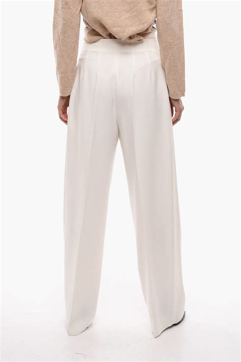 Super Blond Double-pleated Wide Leg Pants with Belt Loops women ...