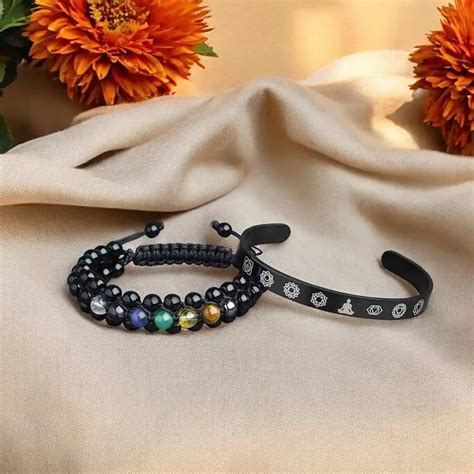 Blissful Composure Stainless Steel & 7 Chakra Bracelet for Men ...