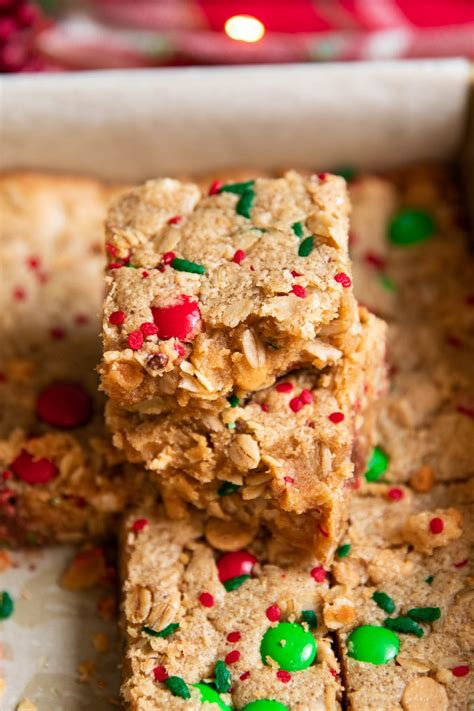 Christmas Peanut Butter Cookie Bars - Modern Crumb