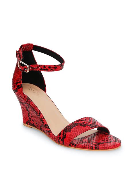 Get Snakeskin Effect Ankle Tie Wedges at ₹ 1245 | LBB Shop